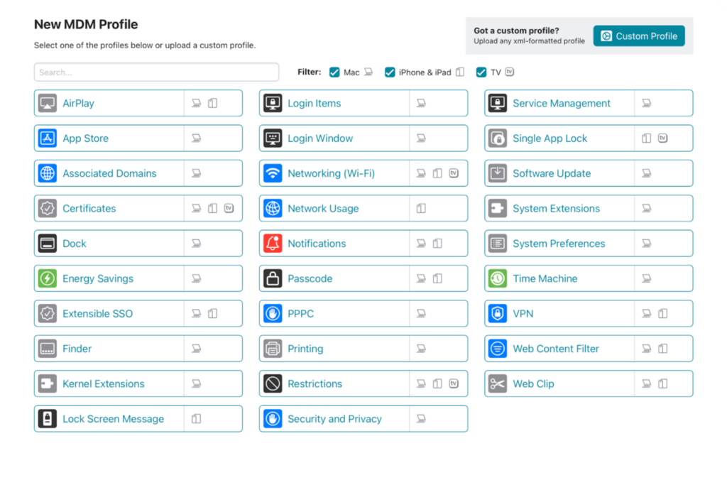 MDM Profiles