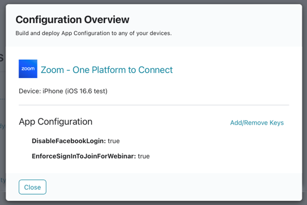 Configuration overview screenshot