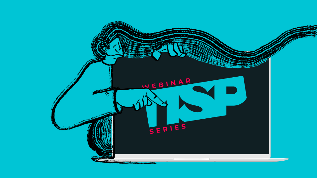 Person with long flowing hair pointing at a computer which says, "MSP".