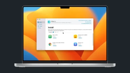 Addigy Self Service UI on a Macbook Pro