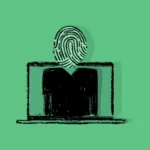 Illustration of a user with an Apple device