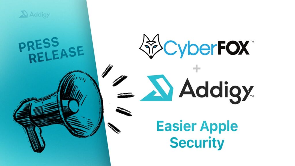 Press release image with a cyberfox and a addigy logo