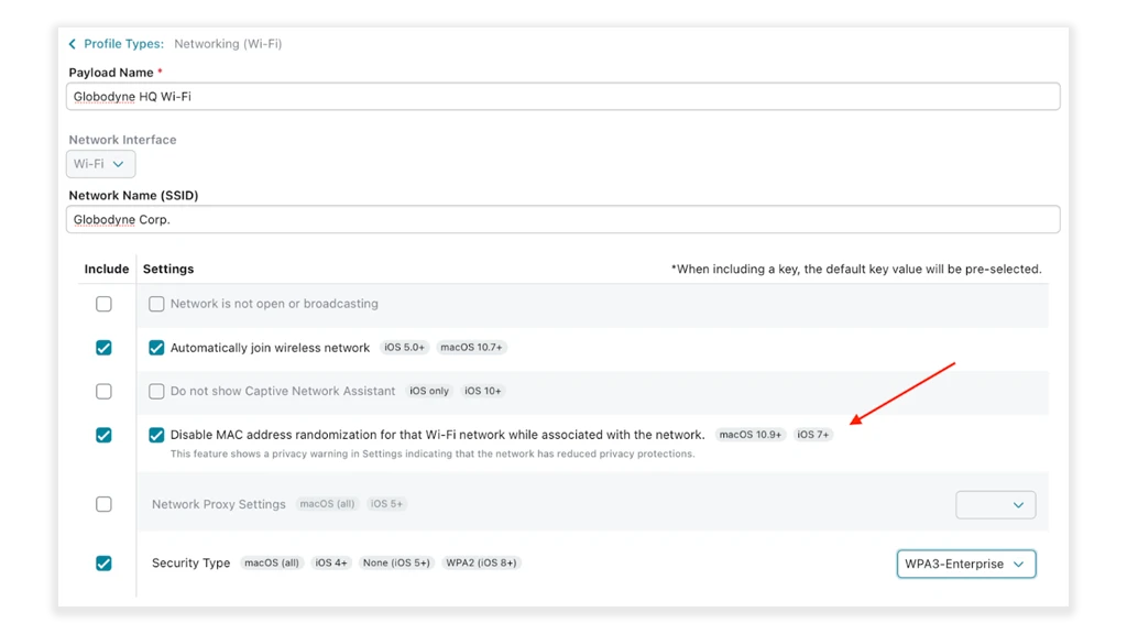 Network Profile Types