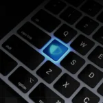 Mackbook Pro keyboard with shield pictogram on it.