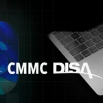 CIS, CMMC, DISA logotypes over macOS 26 icon and Macbook Pro