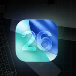 OS 26 icon with Apple devices on the background