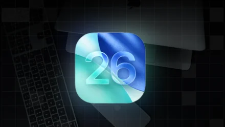 OS 26 icon with Apple devices on the background
