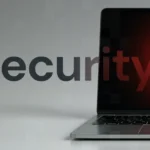 Security word over a beacon on a Macbook pro screen