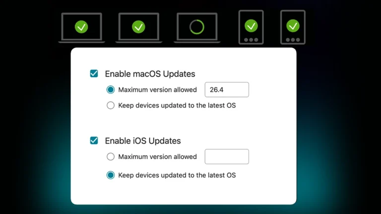 Addigy OS updates UI sections
