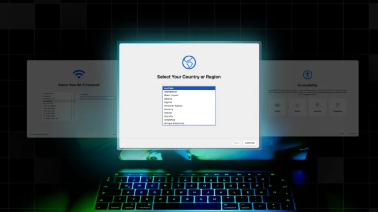 Apple Setup Assistant screens displayed during device onboarding