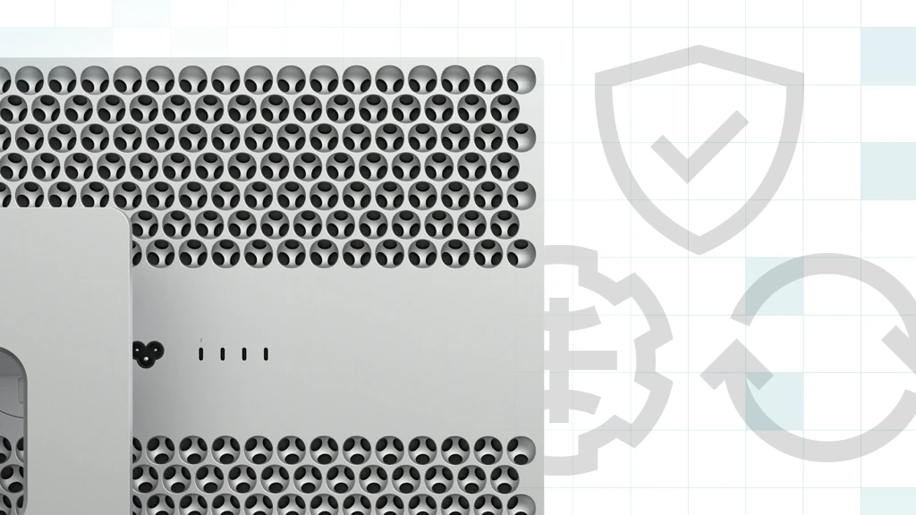 Apple XDR display with Addigy icons on the background