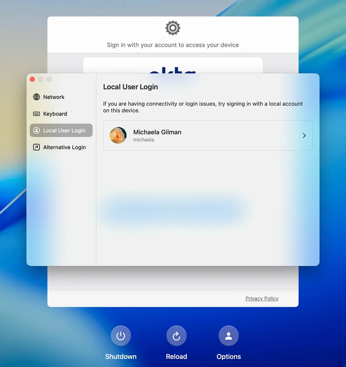 Addigy Identity local user login