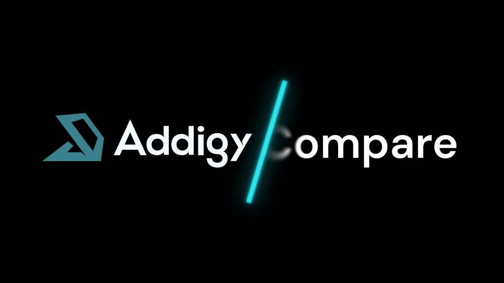 Addigy logo with the Compare word on a black background