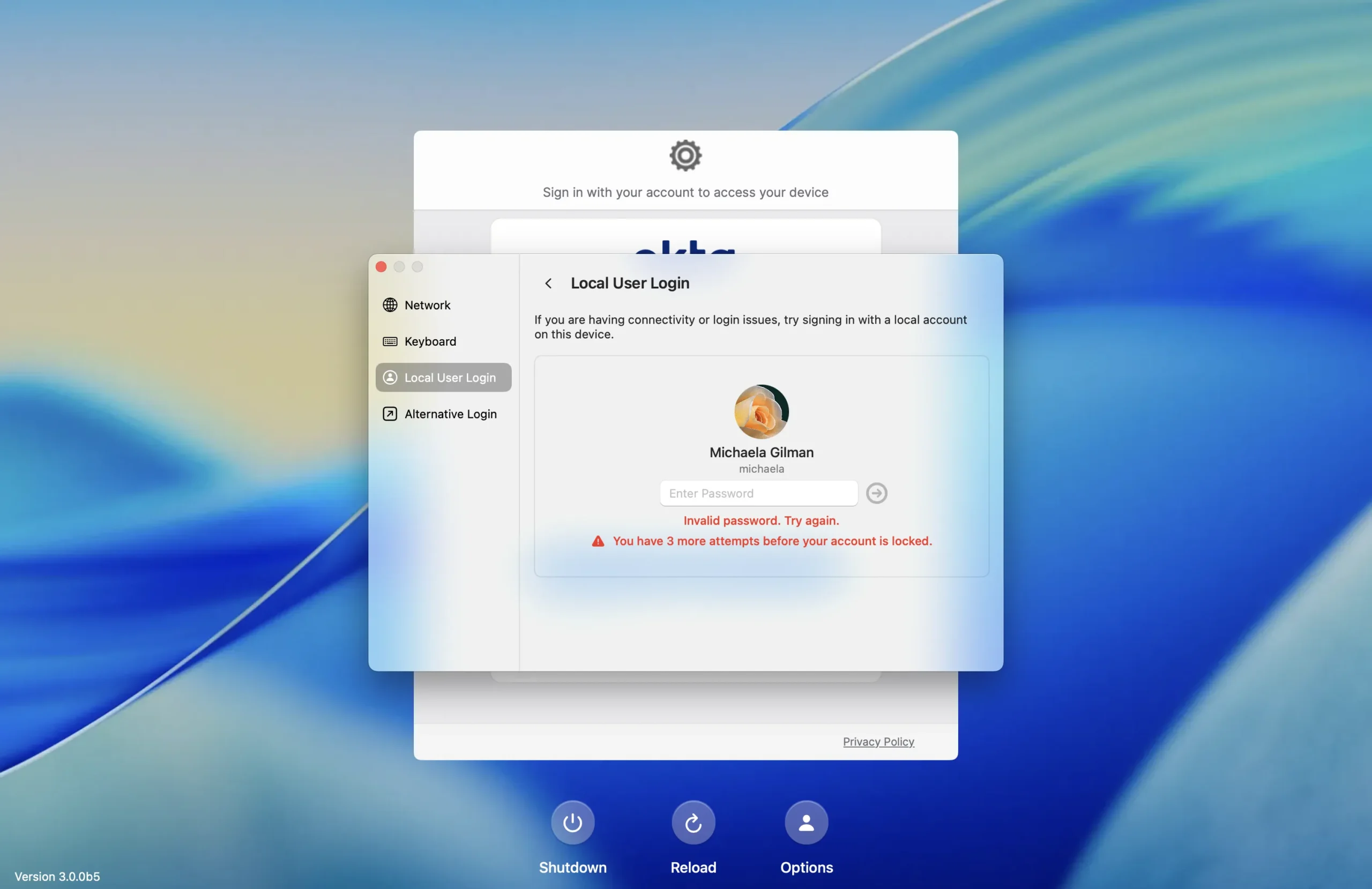 Addigy Identity local user password policy