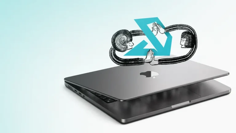 Partners illustration with Addigy monogram over a Macbook Pro