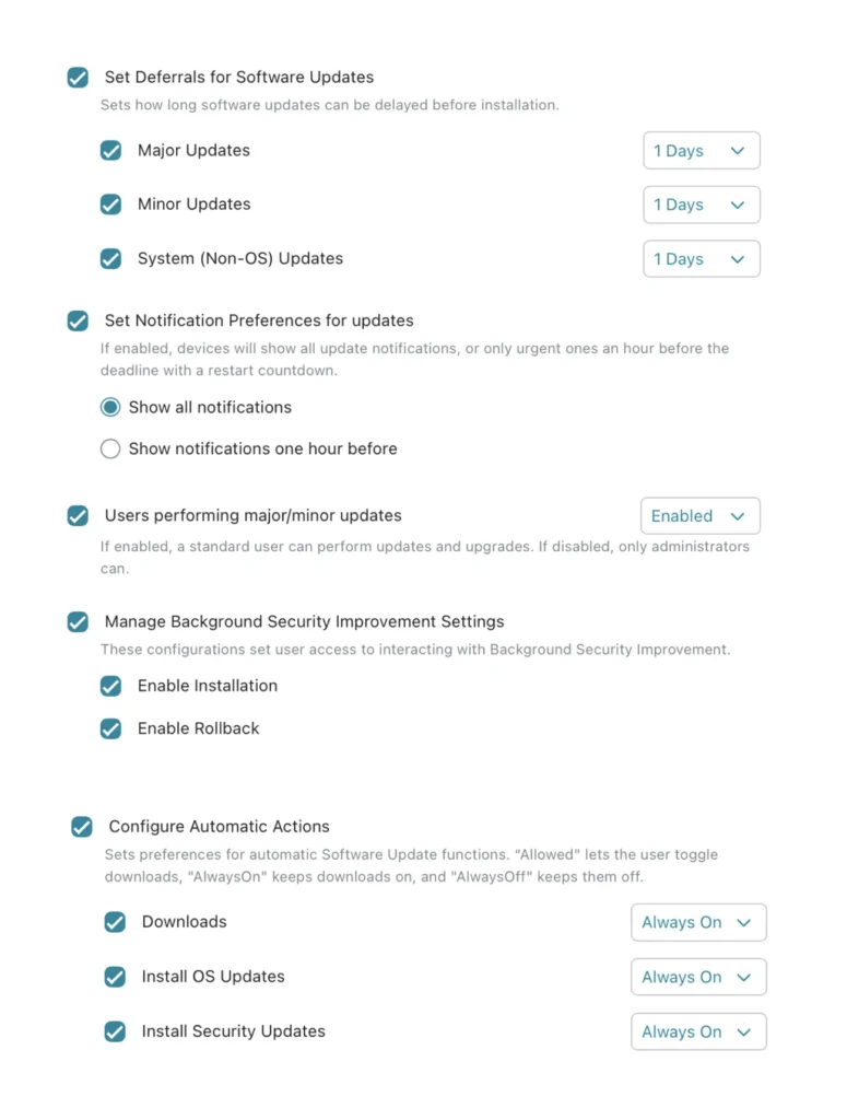 Addigy global settings declaration
